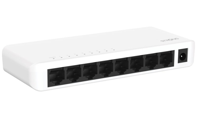 STRONG switch SW8000P/ 8x port Gigabit RJ45/ 10/100/1000 Mb/s/ 16 Gb/s/ Wi-Fi 802.3i/u/ab/x/az/ plastové šasi/ bílý STRONG switch SW8000P/ 8x port Gigabit RJ45/ 10/100/1000 Mb/s/ 16 Gb/s/ Wi-Fi 802.3i/u/ab/x/az/ plastové šasi/ bílý