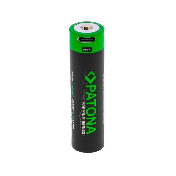 PATONA nabíjecí baterie 18650 Li-lon 3300mAh PREMIUM 3,7V s USB-C nabíjením PATONA nabíjecí baterie 18650 Li-lon 3300mAh PREMIUM 3,7V s USB-C nabíjením