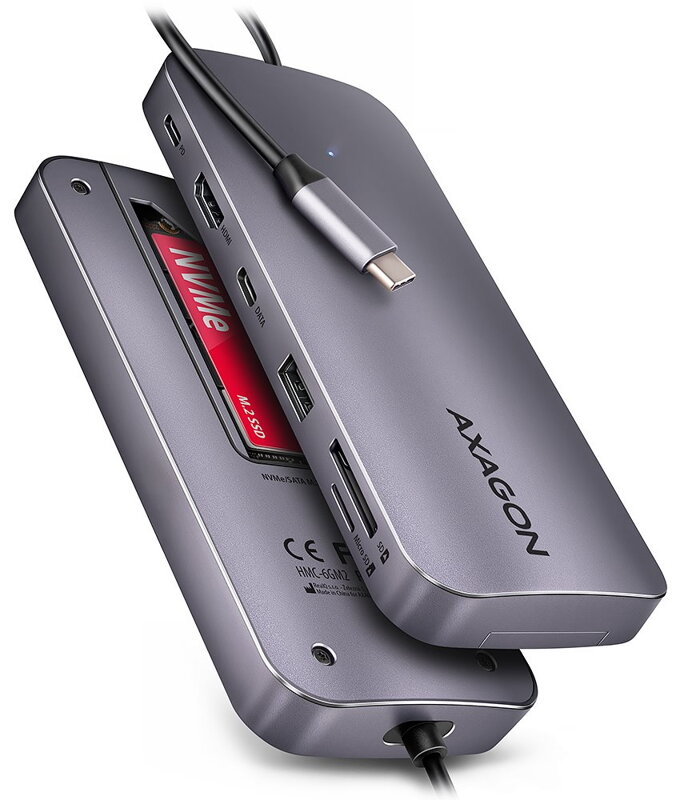 AXAGON multi portový hub USB-C / HMC-6GM2 / USB 3.2 Gen1 / 1x PD / 1x HDMI / 1x USB-C / 1x USB-A / SD/micro SD / 1x M.2 AXAGON multi portový hub USB-C / HMC-6GM2 / USB 3.2 Gen1 / 1x PD / 1x HDMI / 1x USB-C / 1x USB-A / SD/micro SD / 1x M.2