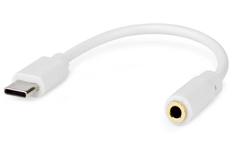 NEDIS USB 2.0 adaptér/ USB-C zástrčka - 3,5 mm zásuvka/ kulatý/ bílý/ 10 cm
