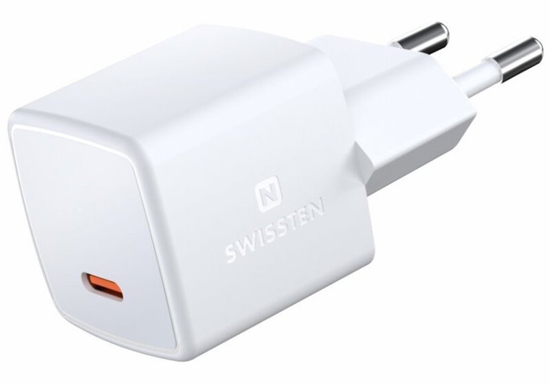 Swissten Síťový Adaptér GaN USB-C 33W PD mini 3x3x3 cm Bilý