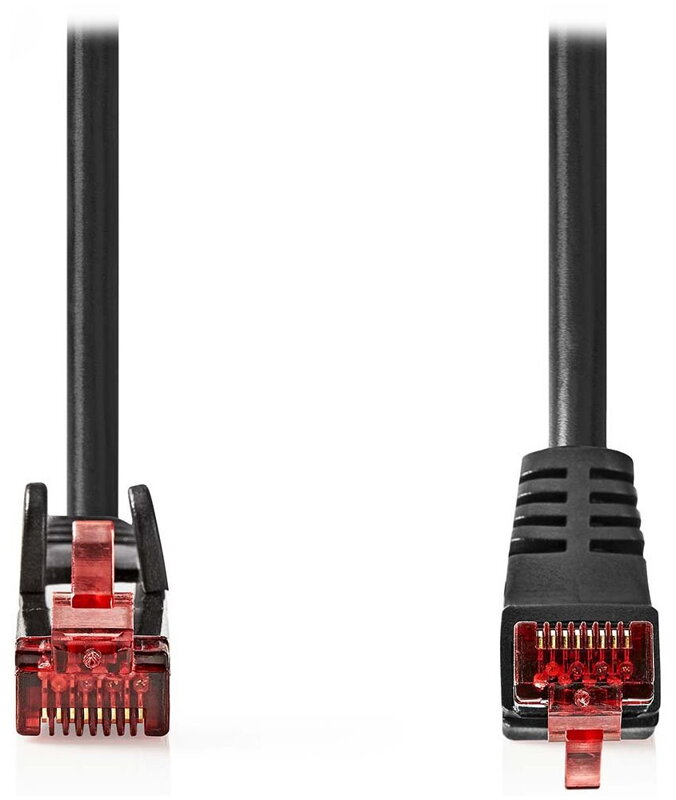 NEDIS síťový kabel CAT6/ zástrčka RJ45 - zástrčka RJ45/ úhlový z jedné strany/ černý/ 2 m