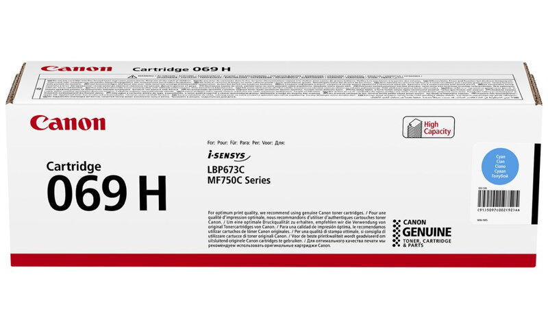 Canon originální vysokokapacitní toner Cartridge 069 H C modrý, MF752Cdw, 754Cdw, LBP673Cdw, kapacita 5 500 stran/K/ Canon originální vysokokapacitní toner Cartridge 069 H C modrý, MF752Cdw, 754Cdw, LBP673Cdw, kapacita 5 500 stran/K/