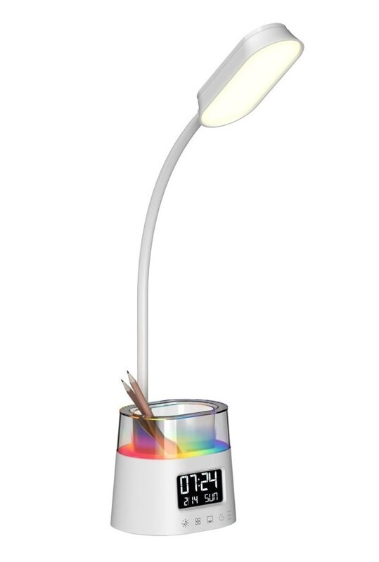 IMMAX LED stolní lampička FRESHMAN s RGB podsvícením/ 10W/ 350lm/ 5V/2A/ držák na tužky/ bílá IMMAX LED stolní lampička FRESHMAN s RGB podsvícením/ 10W/ 350lm/ 5V/2A/ držák na tužky/ bílá