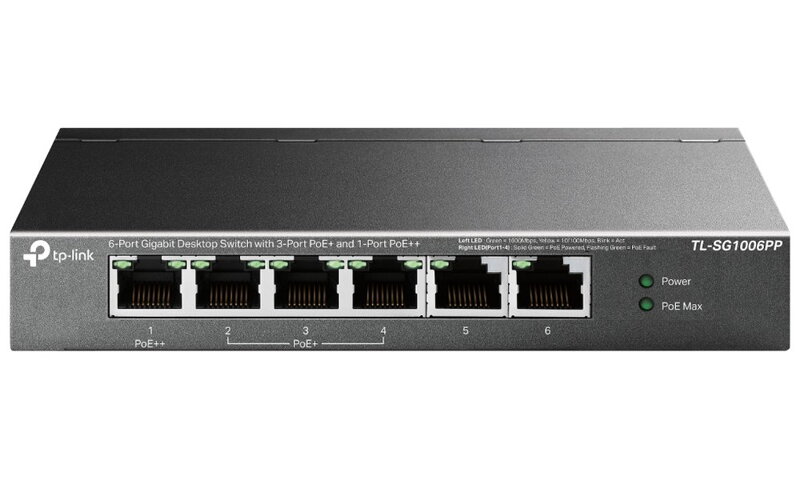 TP-Link TL-SG1006PP Switch 2x GLAN, 3x GLAN s PoE+, 1x GLAN s PoE++ TP-Link TL-SG1006PP Switch 2x GLAN, 3x GLAN s PoE+, 1x GLAN s PoE++
