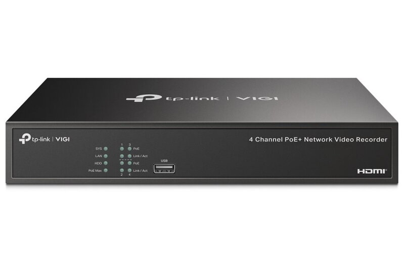 TP-Link VIGI NVR1004H-4P síťový videorekordér 4 kanály, 4x Lan s PoE, 2x USB TP-Link VIGI NVR1004H-4P síťový videorekordér 4 kanály, 4x Lan s PoE, 2x USB