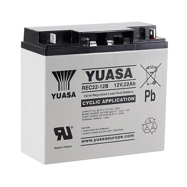 Yuasa Pb trakční záložní akumulátor AGM 12V/22Ah pro cyklické aplikace (REC22-12B) Yuasa Pb trakční záložní akumulátor AGM 12V/22Ah pro cyklické aplikace (REC22-12B)