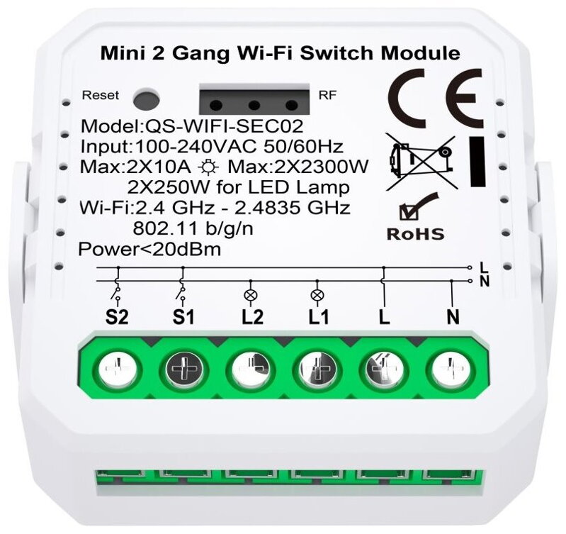 IMMAX NEO LITE SMART kontroler V7 2-tlačítkový Wi-Fi, TUYA IMMAX NEO LITE SMART kontroler V7 2-tlačítkový Wi-Fi, TUYA