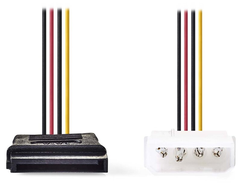 NEDIS redukční kabel interního napájení/ 15-pinová zásuvka SATA - zástrčka Molex/ více barev/ box/ 15cm NEDIS redukční kabel interního napájení/ 15-pinová zásuvka SATA - zástrčka Molex/ více barev/ box/ 15cm