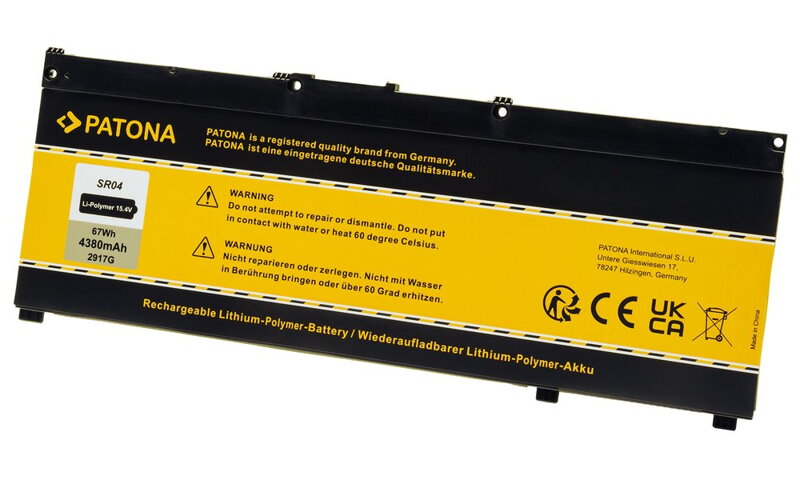PATONA baterie pro ntb HP OMEN 15-ce/dc/cb Pavilion 15cx 4380mAh Li-Pol 15,4V SR03XL/SR04XL PATONA baterie pro ntb HP OMEN 15-ce/dc/cb Pavilion 15cx 4380mAh Li-Pol 15,4V SR03XL/SR04XL
