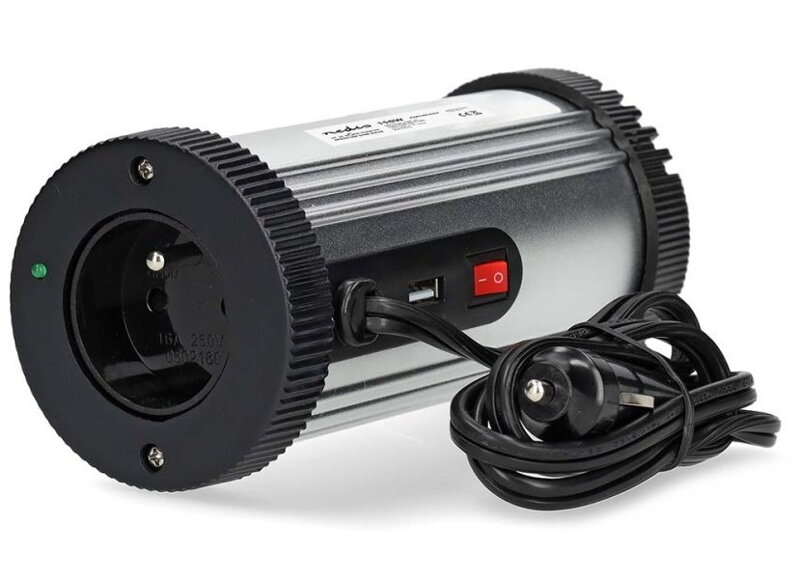 NEDIS měnič napětí/ modifikovaná sinusoida/ 12 V DC/230 V AC 50 Hz/ 150 W (300 W špička)/ USB-A/ 1x zásuvka type E NEDIS měnič napětí/ modifikovaná sinusoida/ 12 V DC/230 V AC 50 Hz/ 150 W (300 W špička)/ USB-A/ 1x zásuvka type E