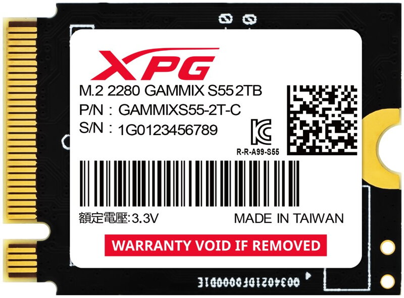 ADATA GAMMIX S55 2TB SSD / Interní / PCIe Gen4x4 M.2 2230 ADATA GAMMIX S55 2TB SSD / Interní / PCIe Gen4x4 M.2 2230