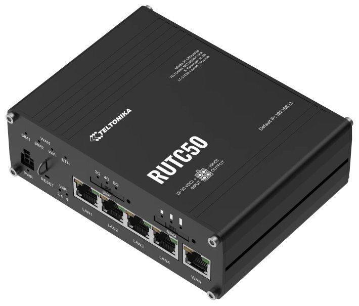 Teltonika RUTC50 průmyslový router, 5G, Dual SIM, WiFi 6 Teltonika RUTC50 průmyslový router, 5G, Dual SIM, WiFi 6