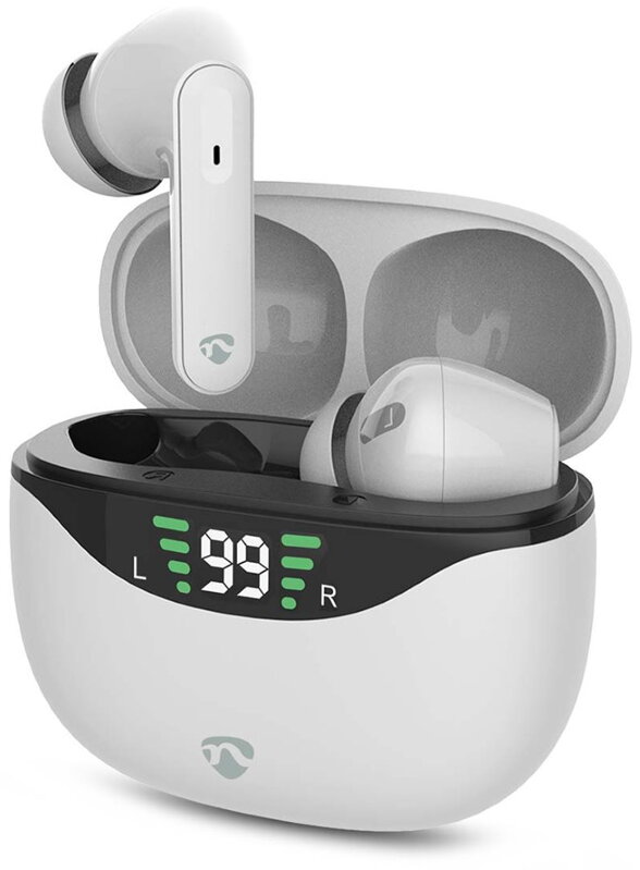 NEDIS bezdrátová sluchátka + mikrofon/ TWS/ BT/ výdrž 30 hod/ 100 dB/ ovládání dotykem/ nabíjecí pouzdro/ USB-C/ bílé NEDIS bezdrátová sluchátka + mikrofon/ TWS/ BT/ výdrž 30 hod/ 100 dB/ ovládání dotykem/ nabíjecí pouzdro/ USB-C/ bílé