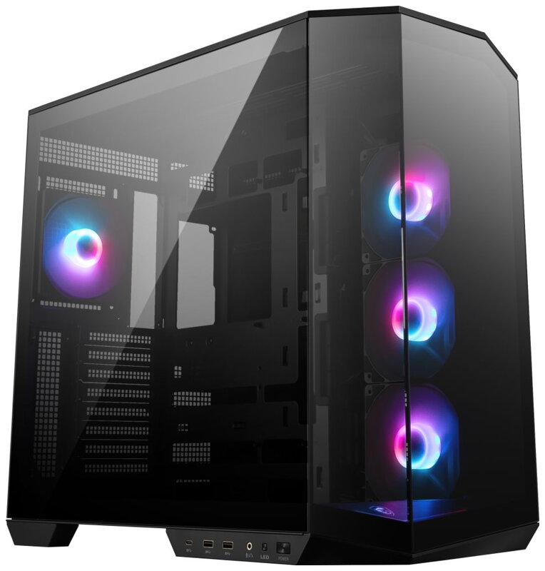 MSI skříň MAG PANO 100R PZ Black/ bez zdroje/ levé a přední sklo/ 4x 120 mm A-RGB fan/ 1x USB-C/ 1x USB3.2/ černá MSI skříň MAG PANO 100R PZ Black/ bez zdroje/ levé a přední sklo/ 4x 120 mm A-RGB fan/ 1x USB-C/ 1x USB3.2/ černá