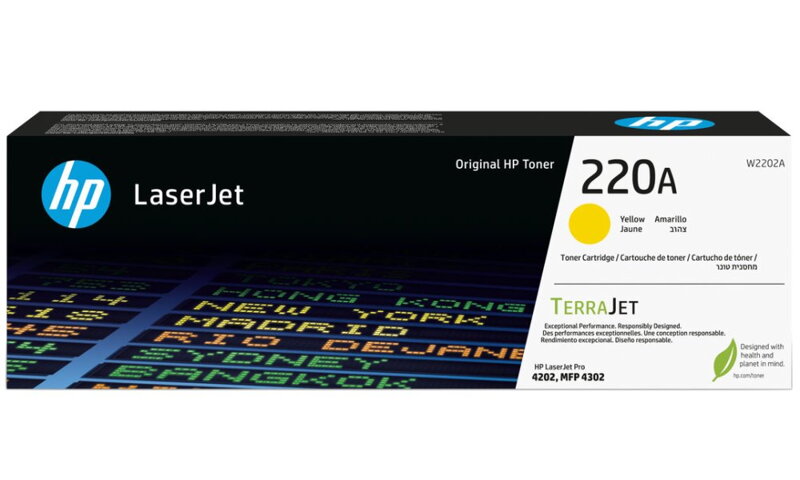 HP toner 220A - Žlutý 1800str. (W2202A) - pro Color LaserJet Pro 4202de, 4202dn, 4202dw HP toner 220A - Žlutý 1800str. (W2202A) - pro Color LaserJet Pro 4202de, 4202dn, 4202dw