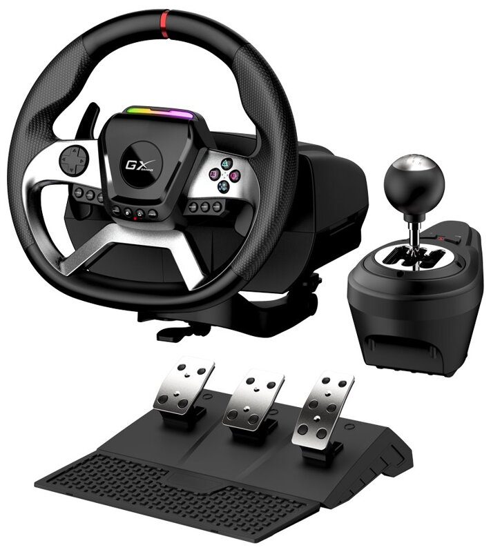 GENIUS GX Gaming volant SpeedMaster X5 FF/drátový/ USB-C/1080° rotační a vibrační/pedály/řadící páka/ PC,PS4,XBOX One GENIUS GX Gaming volant SpeedMaster X5 FF/drátový/ USB-C/1080° rotační a vibrační/pedály/řadící páka/ PC,PS4,XBOX One