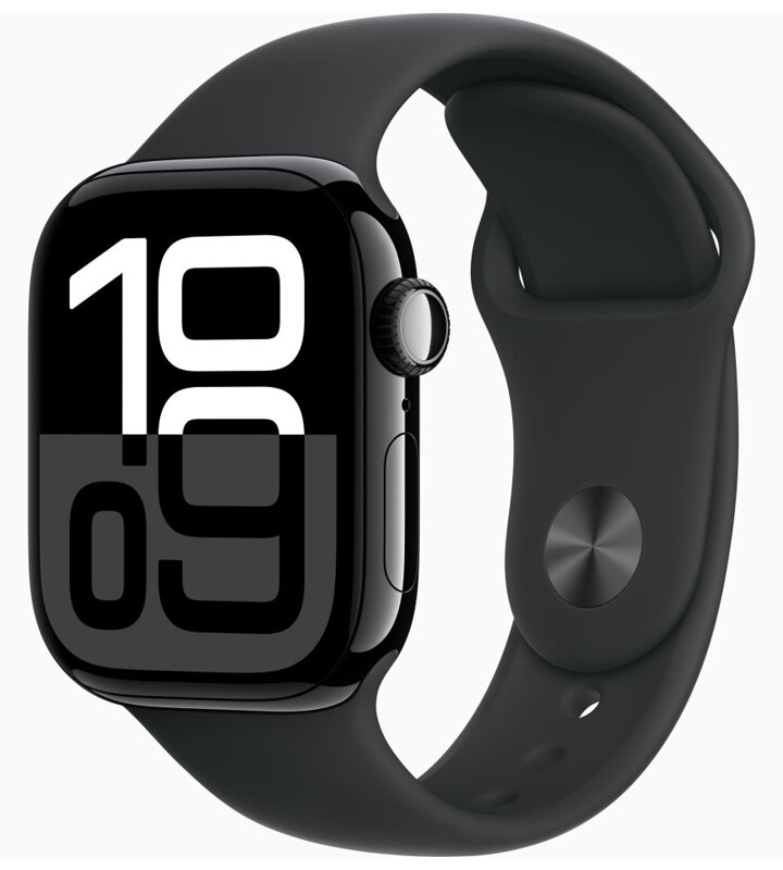 Apple Watch Series 10 GPS 42mm Klavírně černý hliník s černým sportovním řemínkem - S/M Apple Watch Series 10 GPS 42mm Klavírně černý hliník s černým sportovním řemínkem - S/M