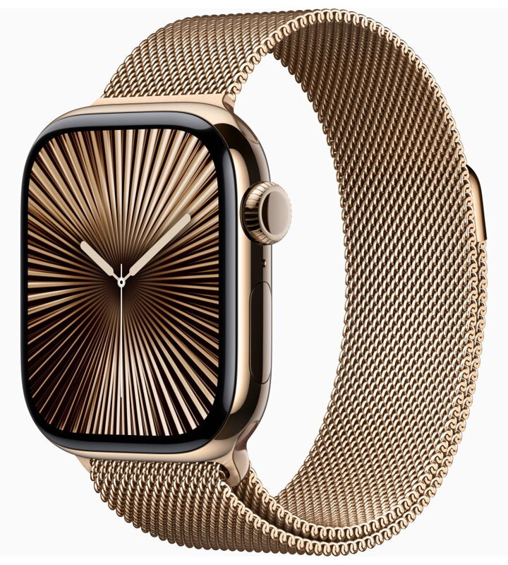 Apple Watch Series 10 GPS + Cellular 42mm Zlatý titan se zlatým milánským tahem Apple Watch Series 10 GPS + Cellular 42mm Zlatý titan se zlatým milánským tahem