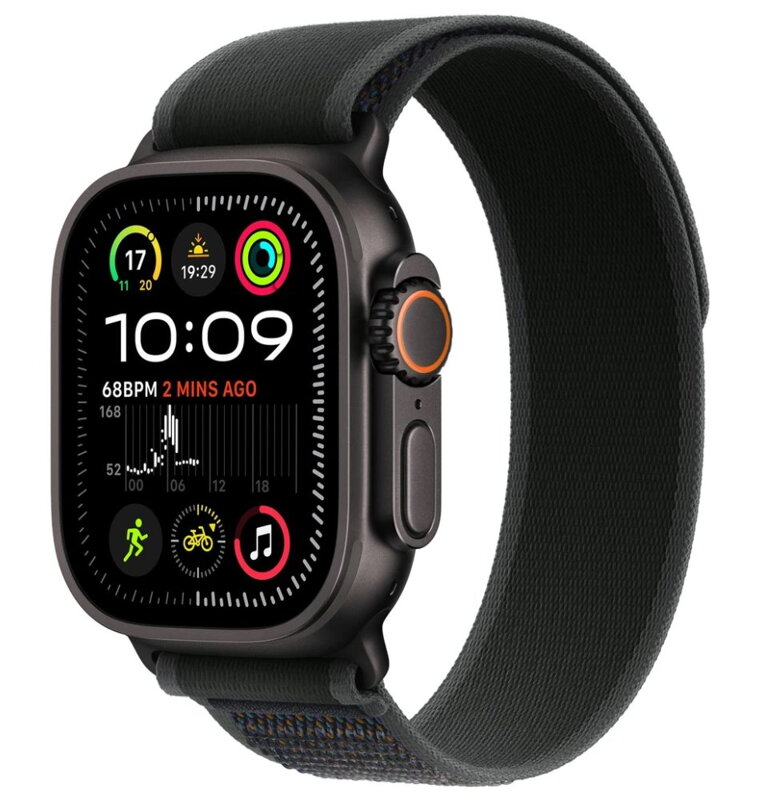 Apple Watch Ultra 2 49mm Černý titan s černým trailovým tahem - M/L Apple Watch Ultra 2 49mm Černý titan s černým trailovým tahem - M/L