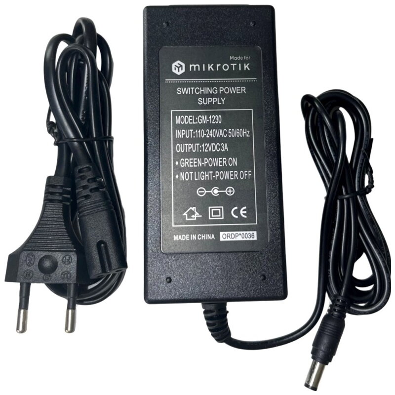MikroTik GM-1230 napájecí adaptér 12V, 3A, výkon 36W MikroTik GM-1230 napájecí adaptér 12V, 3A, výkon 36W