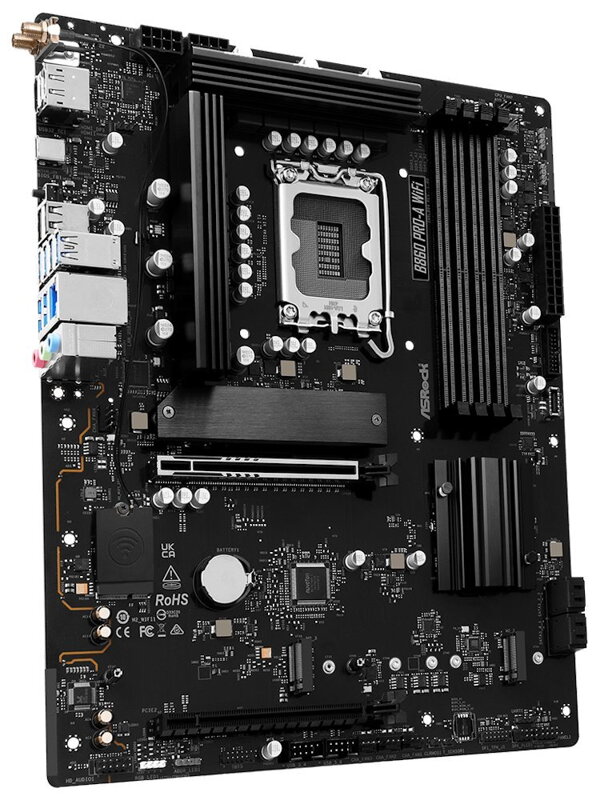 ASRock B860 Pro-A WiFi / Intel B860 / LGA1851 / 4x DDR5 / 3x M.2 / HDMI / DP / USB-C / WiFi / ATX ASRock B860 Pro-A WiFi / Intel B860 / LGA1851 / 4x DDR5 / 3x M.2 / HDMI / DP / USB-C / WiFi / ATX