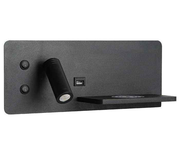 IMMAX LED Be PREPARE 4v1, bodové svítidlo s Qi nabíjením, USB, černé, varianta pravá
