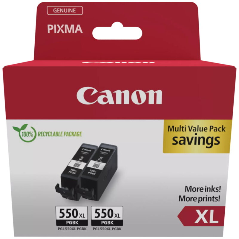 Canon inkoustová náplň PGI-550XL BK  TWIN SEC Pigment černáXL