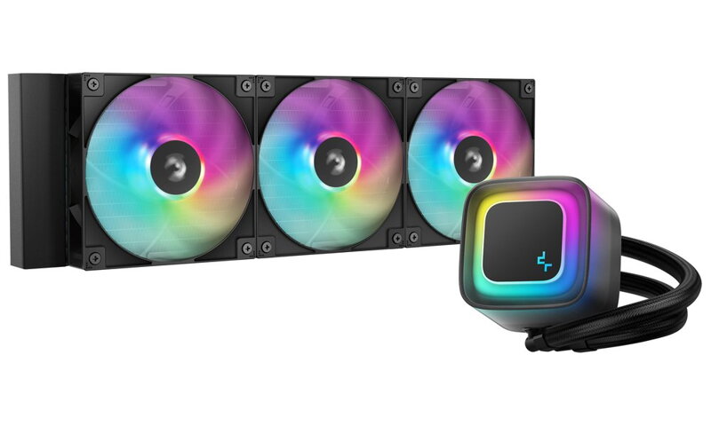 DEEPCOOL vodní chladič LE360 V2 / 3x120 PWM ARGB fan / displej / černý DEEPCOOL vodní chladič LE360 V2 / 3x120 PWM ARGB fan / displej / černý