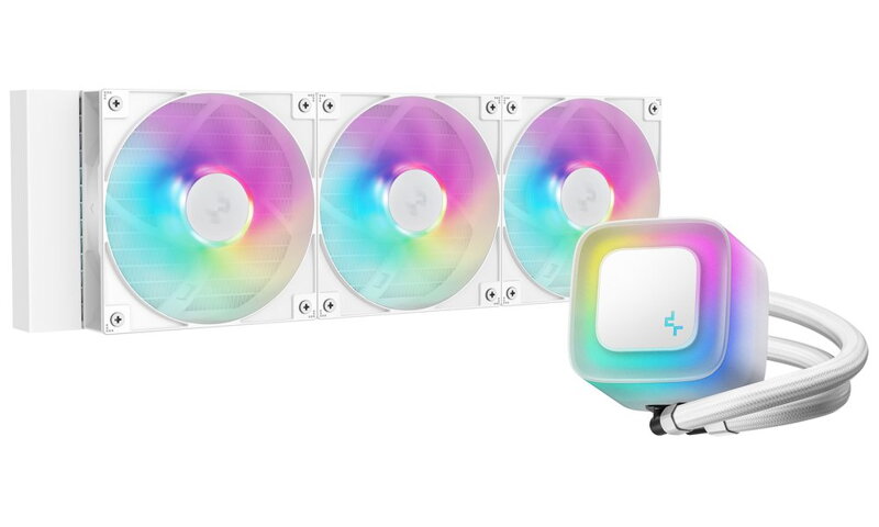 DEEPCOOL vodní chladič LE360 V2 / 3x120 PWM ARGB fan / displej / bílý DEEPCOOL vodní chladič LE360 V2 / 3x120 PWM ARGB fan / displej / bílý