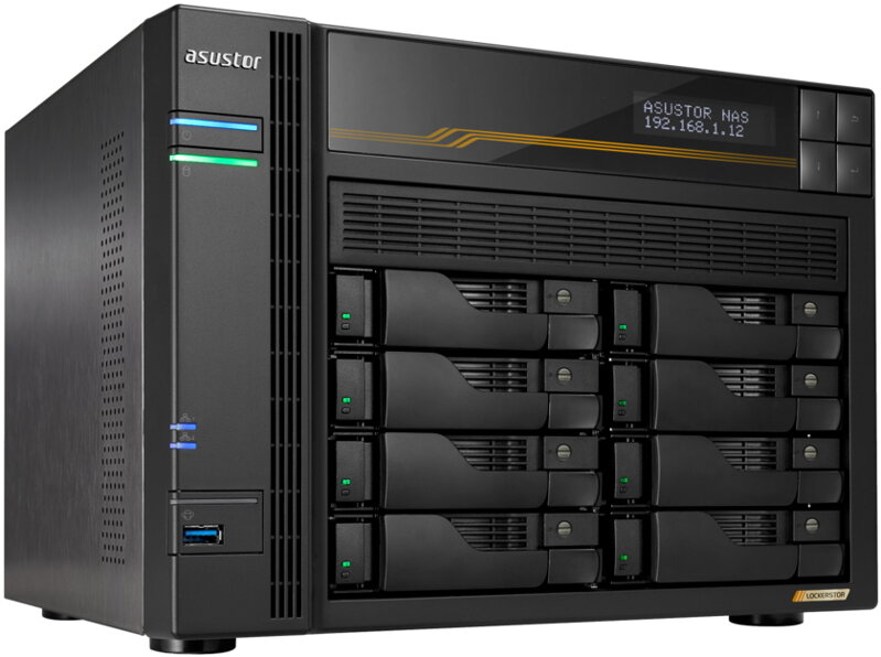 Asustor Lockerstor 8 Gen3 AS6808T   8x 2,5"/3,5" SATA III/ 16GB RAM/ Dual 10GbE Ports/ Dual 5GbE Ports/ 4x M.2 SSD