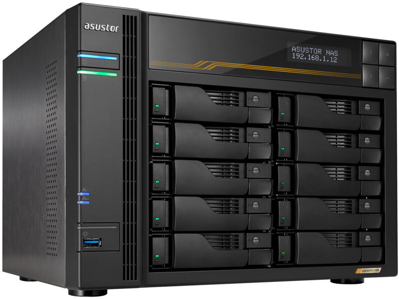 Asustor Lockerstor 10 Gen3 AS6810T   10x 2,5"/3,5" SATA III/ 16GB RAM/ Dual 10GbE Ports/ Dual 5GbE Ports/ 4x M.2 SSD