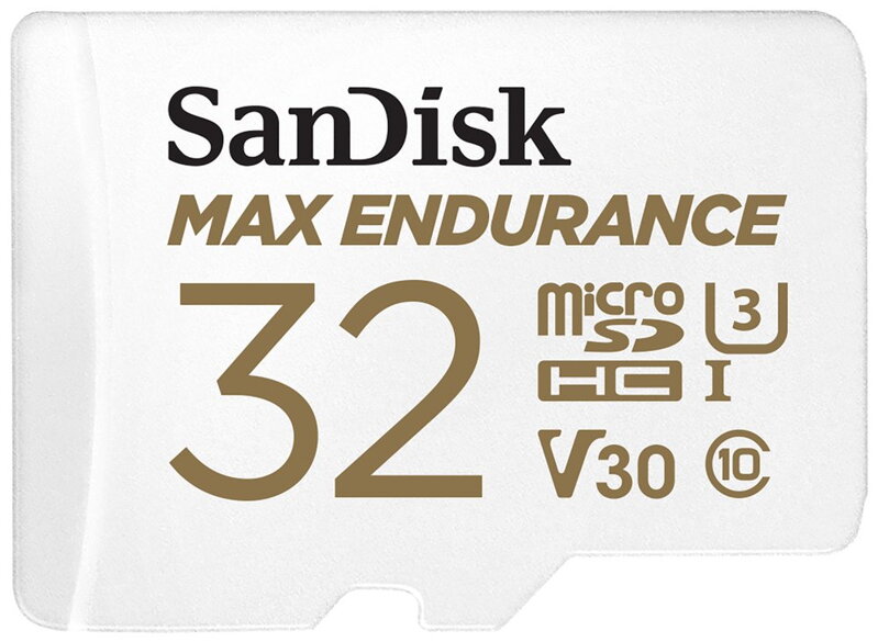 SanDisk MAX ENDURANCE microSDHC 32GB / C10, U3, V30 / 15,000 Hours / + SD Adaptér