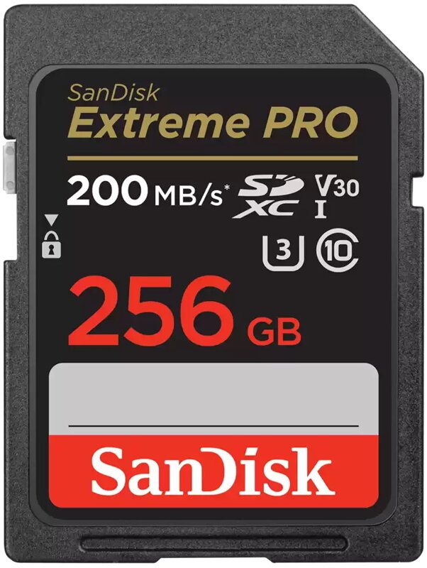 SanDisk Extreme PRO 256GB SDXC / UHS-I, Class 10, U3, V30 / up to 200MB/s & 140MB/s Read/Write / + 2 years RescuePRO SanDisk Extreme PRO 256GB SDXC / UHS-I, Class 10, U3, V30 / up to 200MB/s & 140MB/s Read/Write / + 2 years RescuePRO