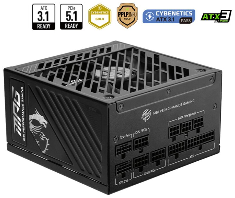 MSI zdroj MPG A1000GS PCIE5/ 1000W/ ATX3.1/ akt. PFC/ 10 let celk. záruka/ 135mm fan/ modulární kabeláž/ 80PLUS Gold MSI zdroj MPG A1000GS PCIE5/ 1000W/ ATX3.1/ akt. PFC/ 10 let celk. záruka/ 135mm fan/ modulární kabeláž/ 80PLUS Gold