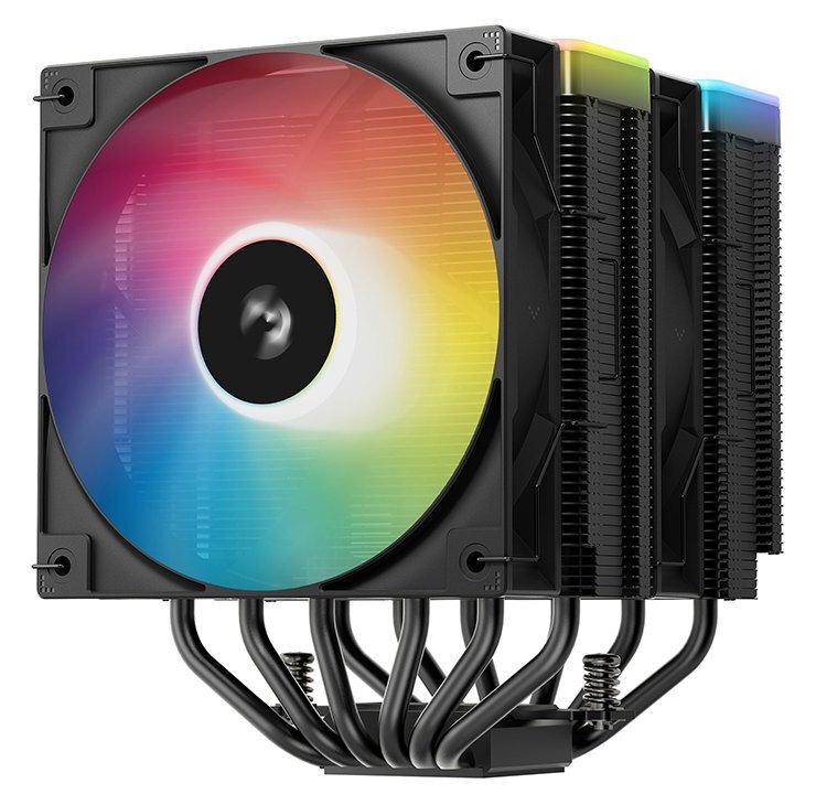 DEEPCOOL chladič AG620 BK ARGB V2 / 2x 120mm fan / 6x heatpipes / PWM / pro Intel i AMD / černý DEEPCOOL chladič AG620 BK ARGB V2 / 2x 120mm fan / 6x heatpipes / PWM / pro Intel i AMD / černý