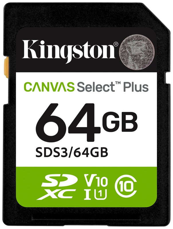KINGSTON Canvas Select Plus Gen3 64GB SDXC / C10 / UHS-I U1 V10 / up to  100MB/s