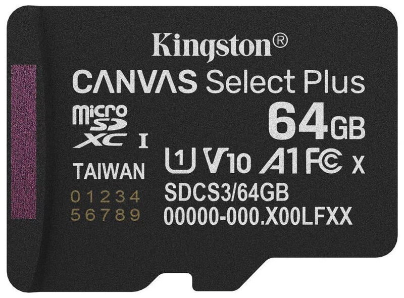KINGSTON Canvas Select Plus Gen3 64GB microSDXC / A1 / up to  100MB/s  / bez adaptéru