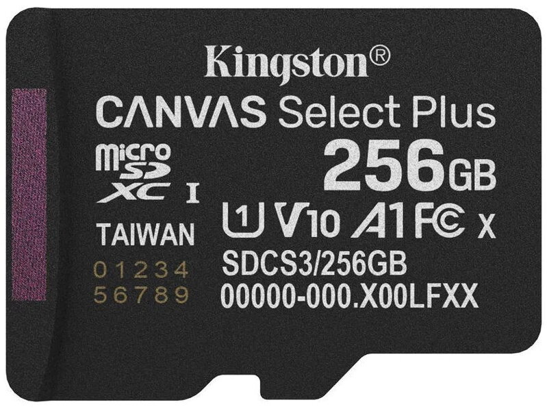 KINGSTON Canvas Select Plus Gen3 256GB microSDXC / A1 / up to  150MB/s  / bez adaptéru