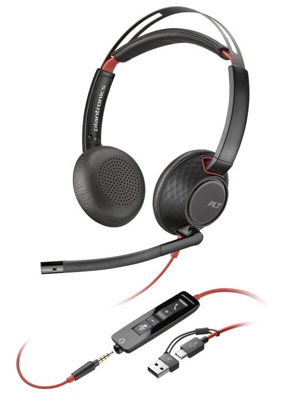 Poly Blackwire 5220 Stereo USB-C Headset +3.5mm Plug +USB-C/A Adapter (Bulk)