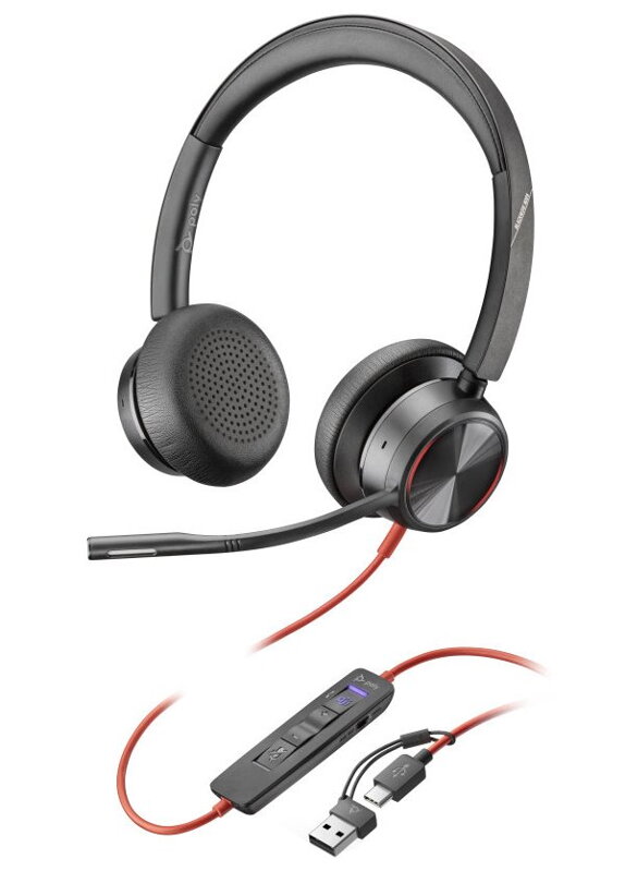 Poly Blackwire 8225 Stereo Microsoft Teams Certified USB-C Headset +USB-C/A Adapter