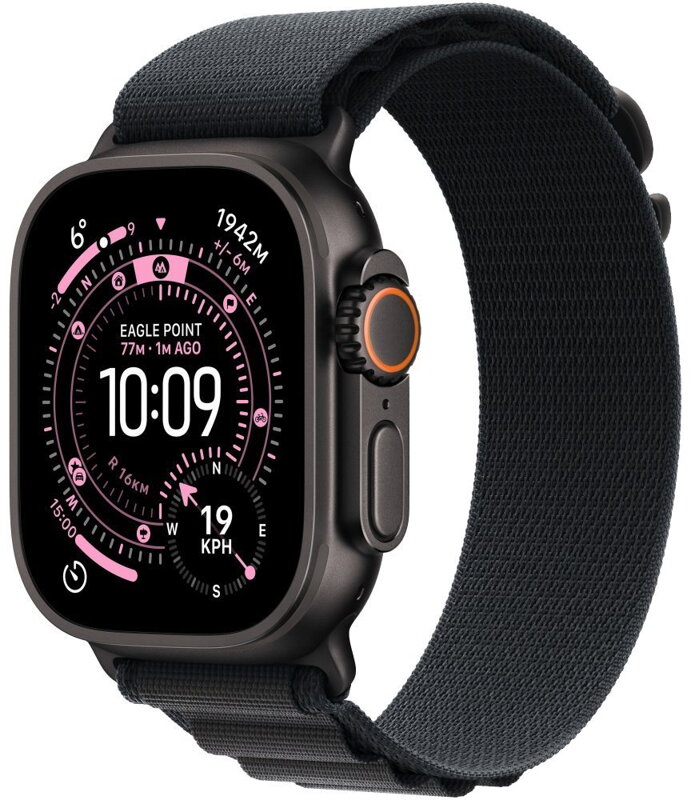 Apple Watch Ultra 3 49mm Černý titan s černým alpským tahem - S
