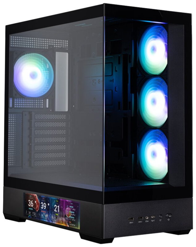 Zalman skříň P40 DS / ATX / 4x120mm ARGB fan / 2xUSB 3.0 / USB-C / displej / panoramatická / černá