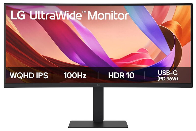 LG monitor 34U650A-B zakřivený IPS 34"/3440x1440/100Hz/300cdm/5ms/1500:1/DP/HDMI/USB-C PD 96W/LAN/repro/výš.nastavitelný