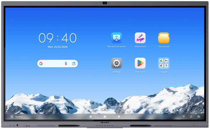 HIKVISION interaktivní dotykový panel 86", 4K, Android 14, 8GB,128G,480nit,50 points, USB, HDMI, Wifi ,BT, kamera, EDLA