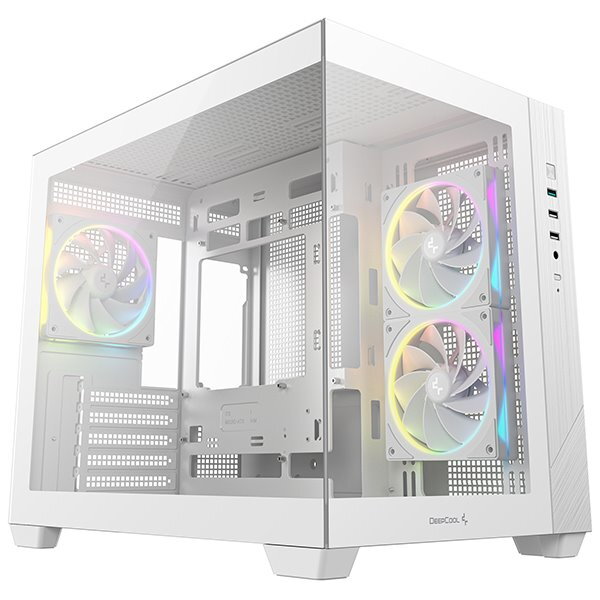 DEEPCOOL skříň CG330 3F microATX / 3x120 mm ARGB fan / USB 3.0 / 2×USB 2.0/ panoramatická / bílá