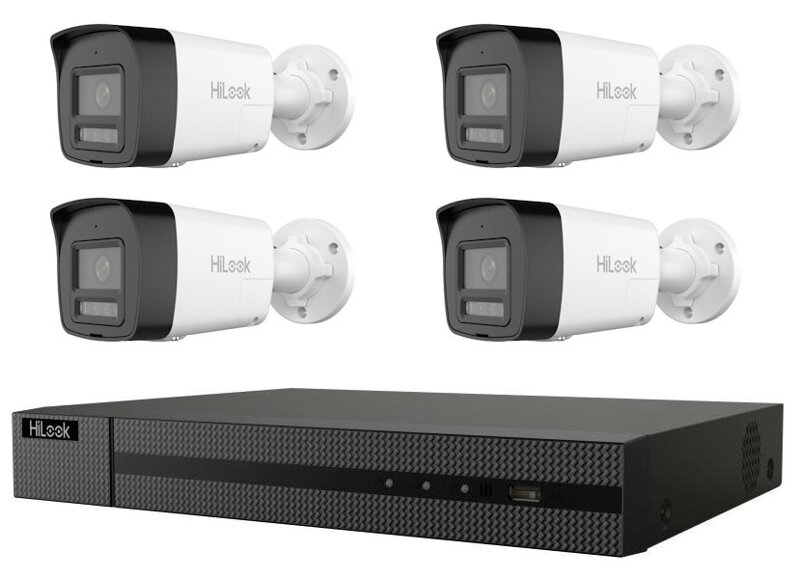 HiLook Powered by HIKVISION/ 4K Smart Hybrid Light KIT Bullet 2TB/ 1x NVR-108MH-C/8P/ 4x IPC-B180HA-LUF