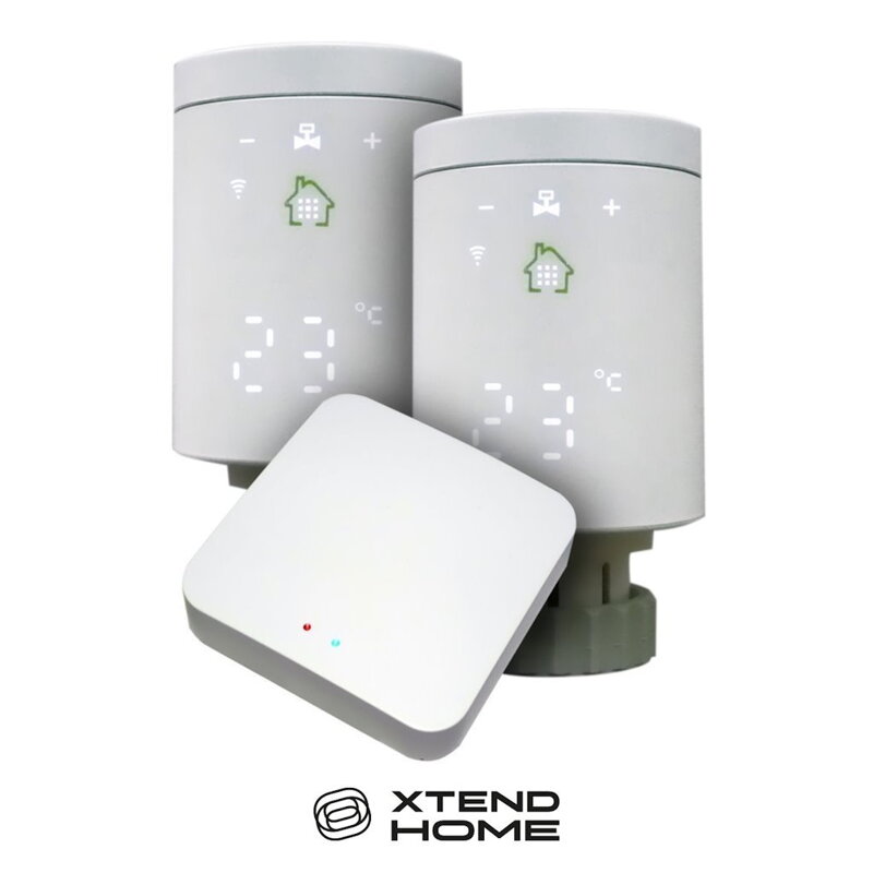 POŠKOZENÝ OBAL - Xtend Home Tuya chytrý set brána Zigbee + 2x termostatická hlavice dispej na boku