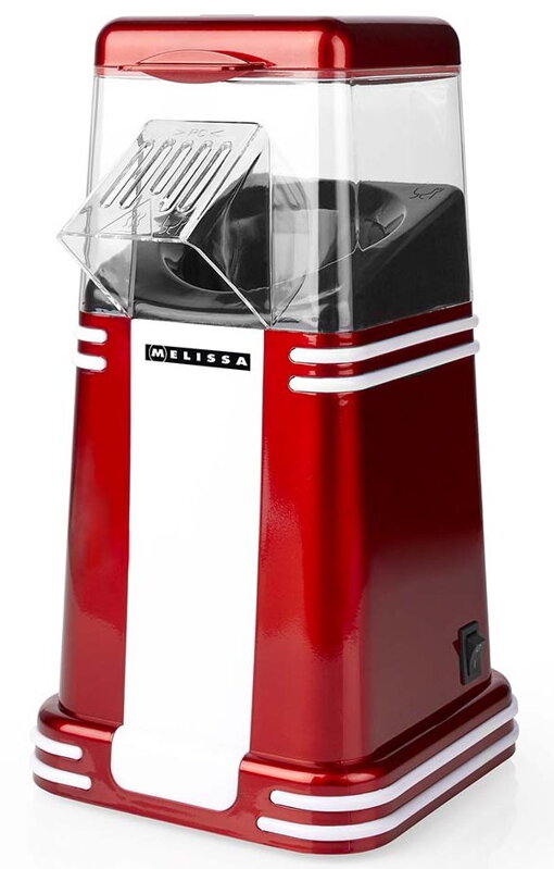 NEDIS Melissa popcornovač/ spotřeba 1200 W/ čas na přípravu 2 - 4 min/ jedna porce až 60g popcornu/ bílo-červená