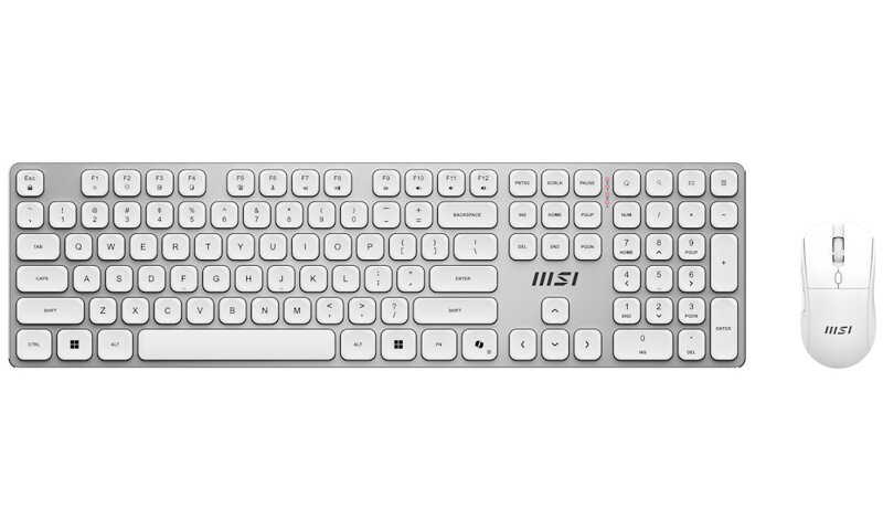 MSI set klávesnice s myší FORGE K210 Wireless Combo White/ bezdrátový/ bílostříbrný/ dobíjecí/ USB/ CZ+SK layout